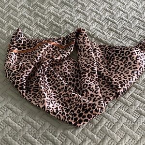 Leopard Print Satin Scarf - Pink and Black